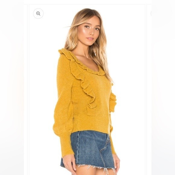 Tularosa Dahlia Ruffle Sweater in Dark Yellow S - Picture 1 of 11
